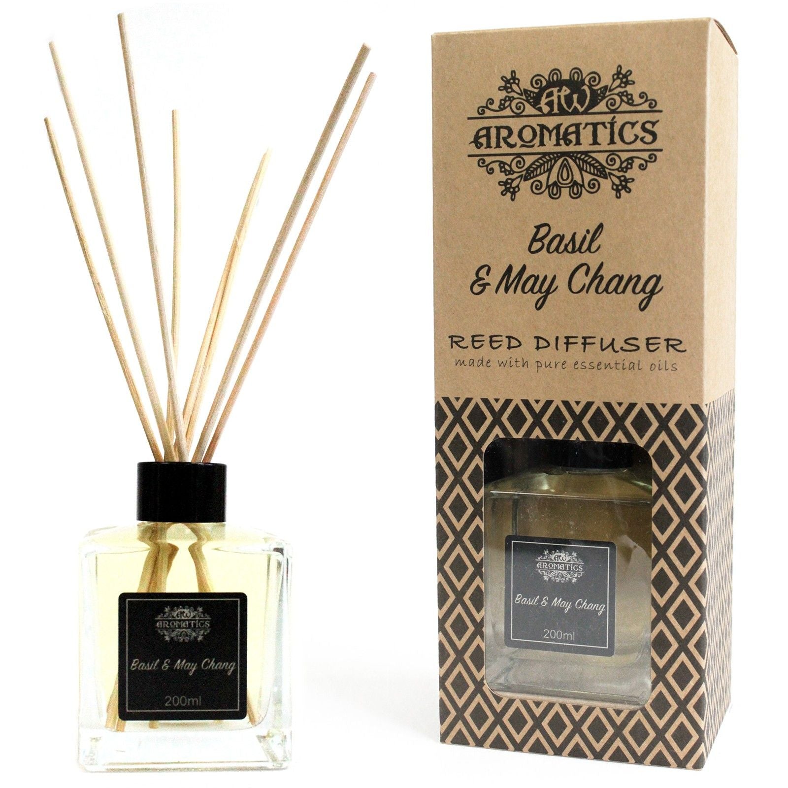 200ml Basil & Maychang Essential Oil Reed Diffuser - Soak Sanctuary Room Fragrance