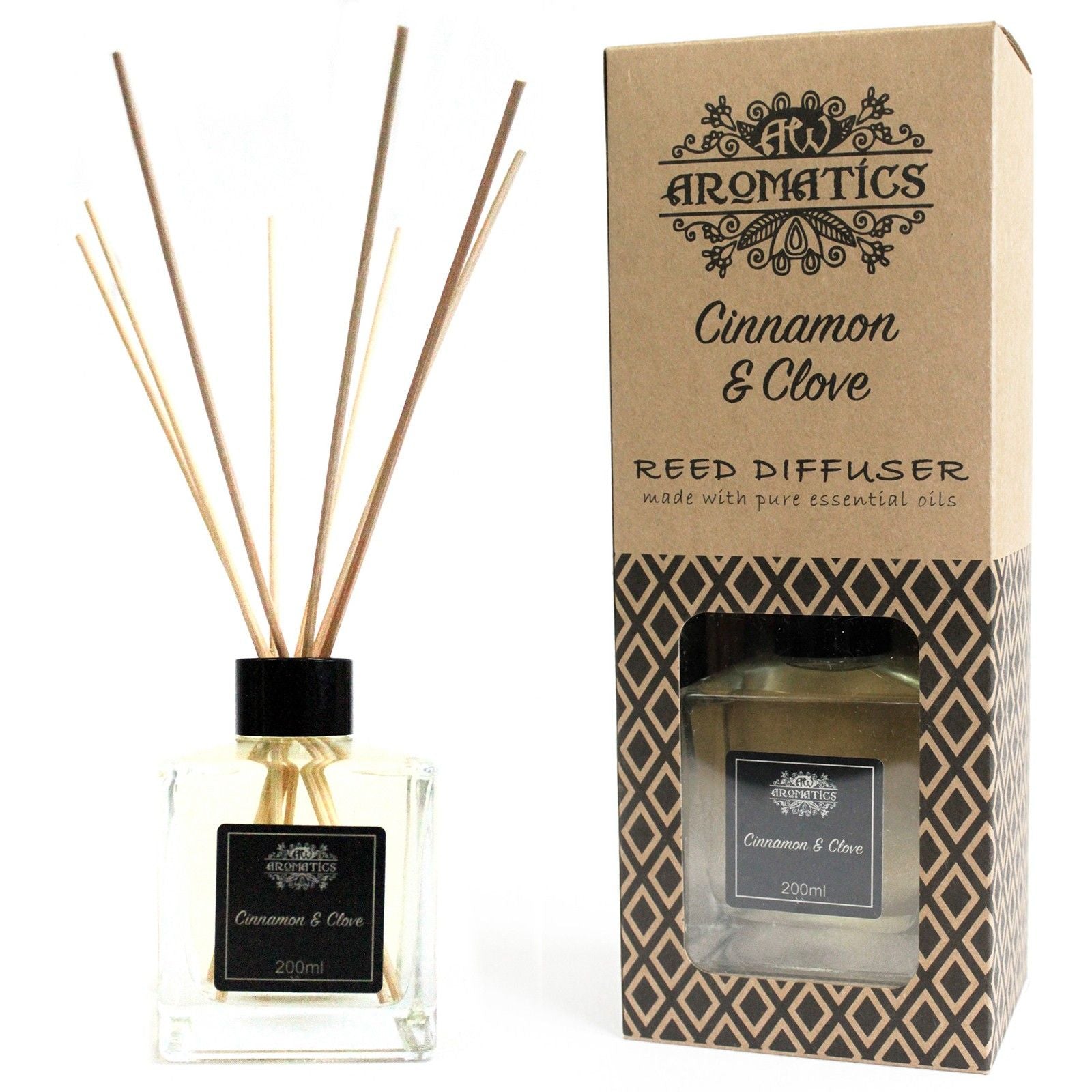 200ml Cinnamon & Clove Essential Oil Reed Diffuser - Soak Sanctuary Room Fragrance