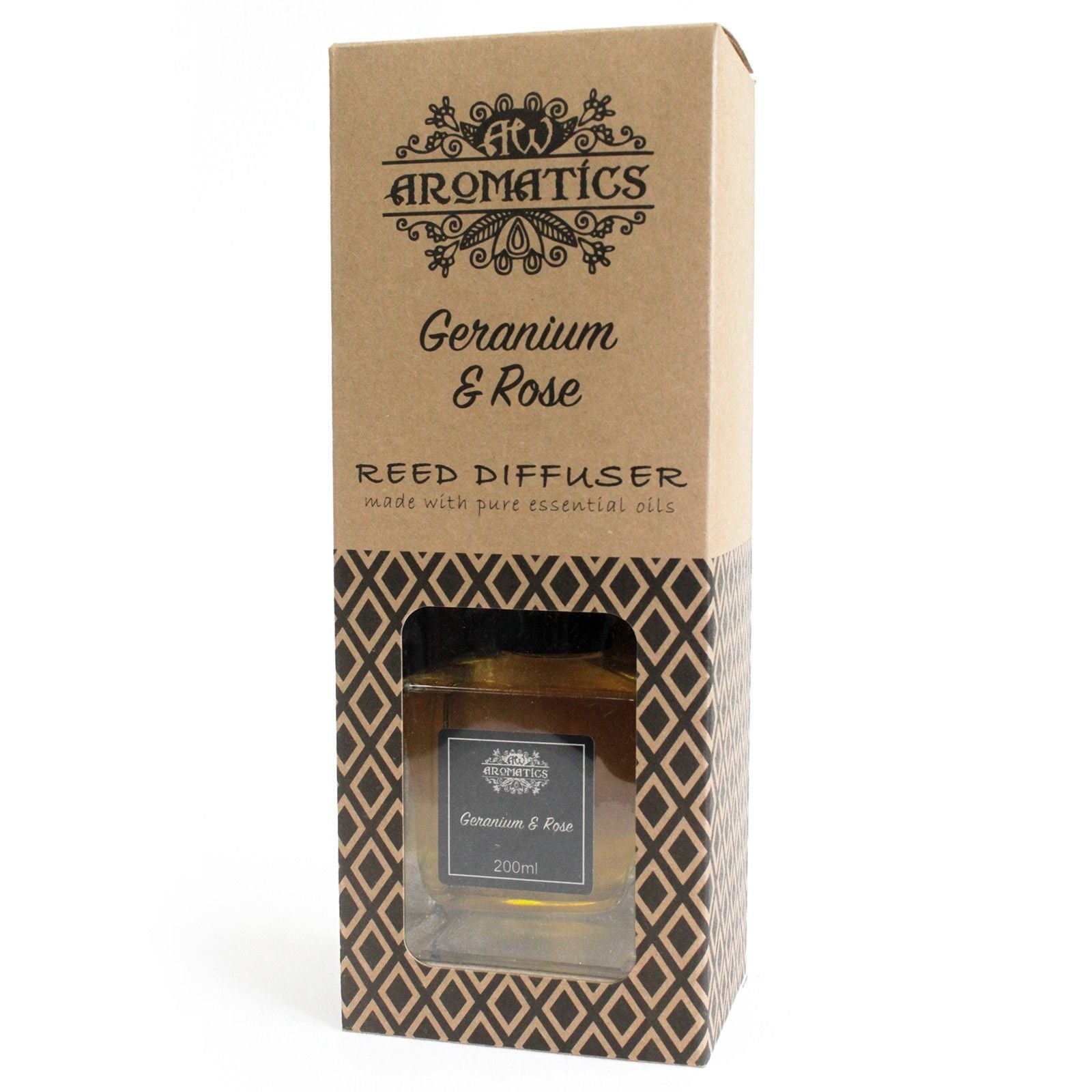 200ml Geranium & Rose Essential Oil Reed Diffuser - Soak Sanctuary Room Fragrance