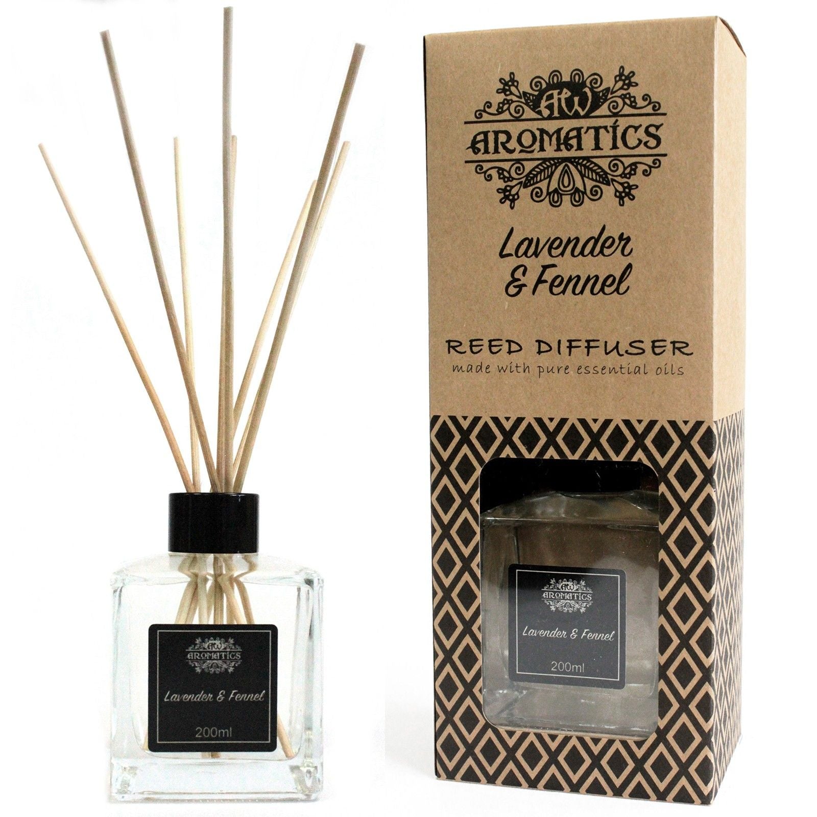 200ml Lavender & Fennel Essential Oil Reed Diffuser - Soak Sanctuary Room Fragrance