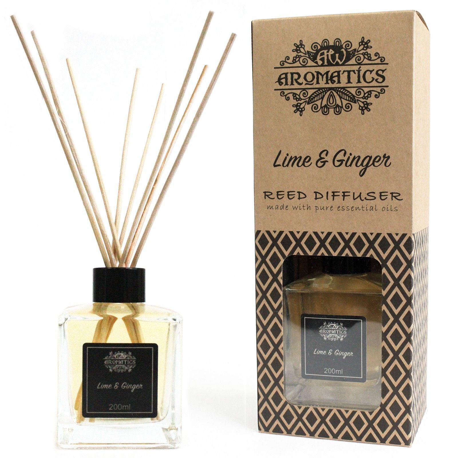200ml Lime & Ginger Essential Oil Reed Diffuser - Soak Sanctuary Room Fragrance