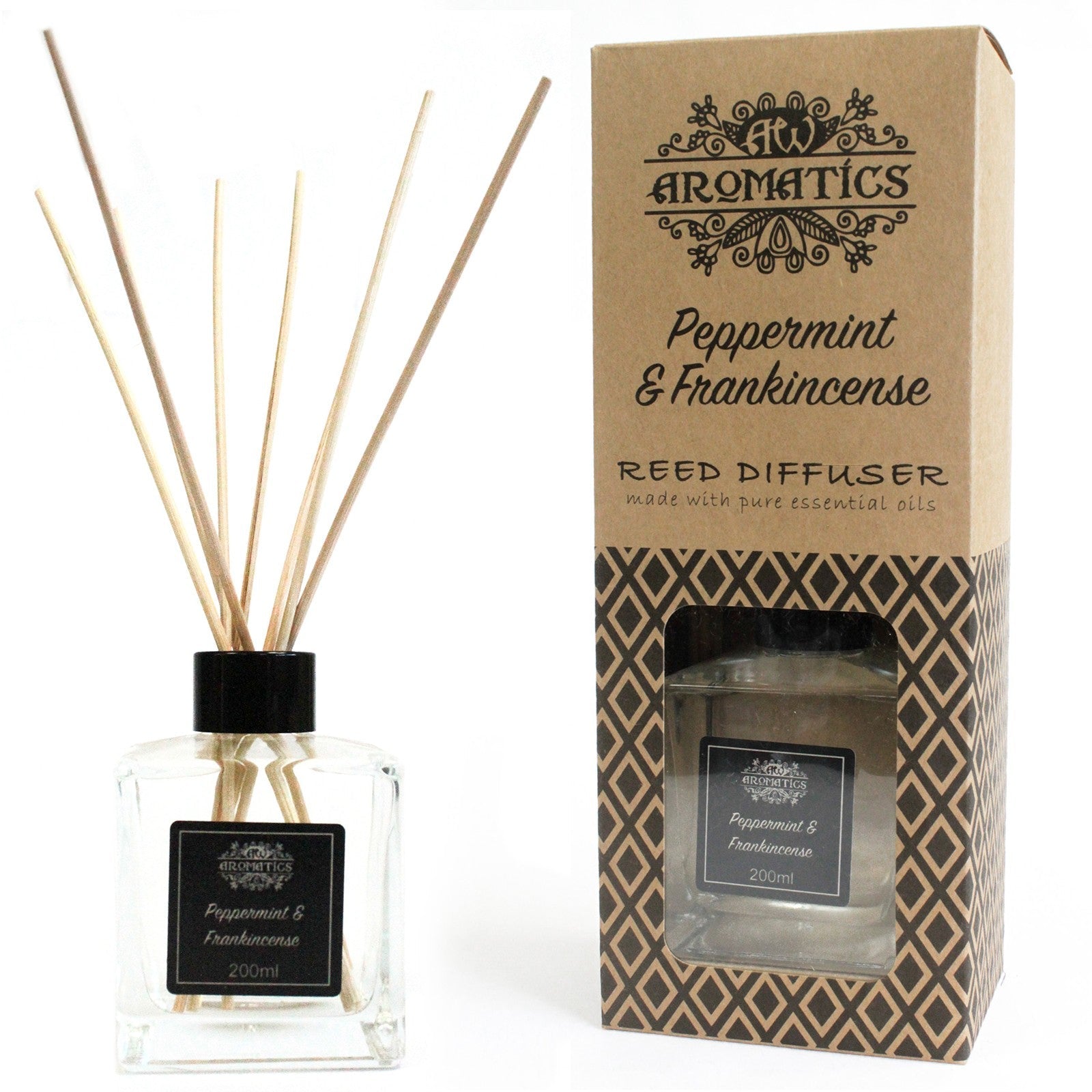 200ml Peppermint & Frankincense Essential Oil Reed Diffuser - Soak Sanctuary Room Fragrance