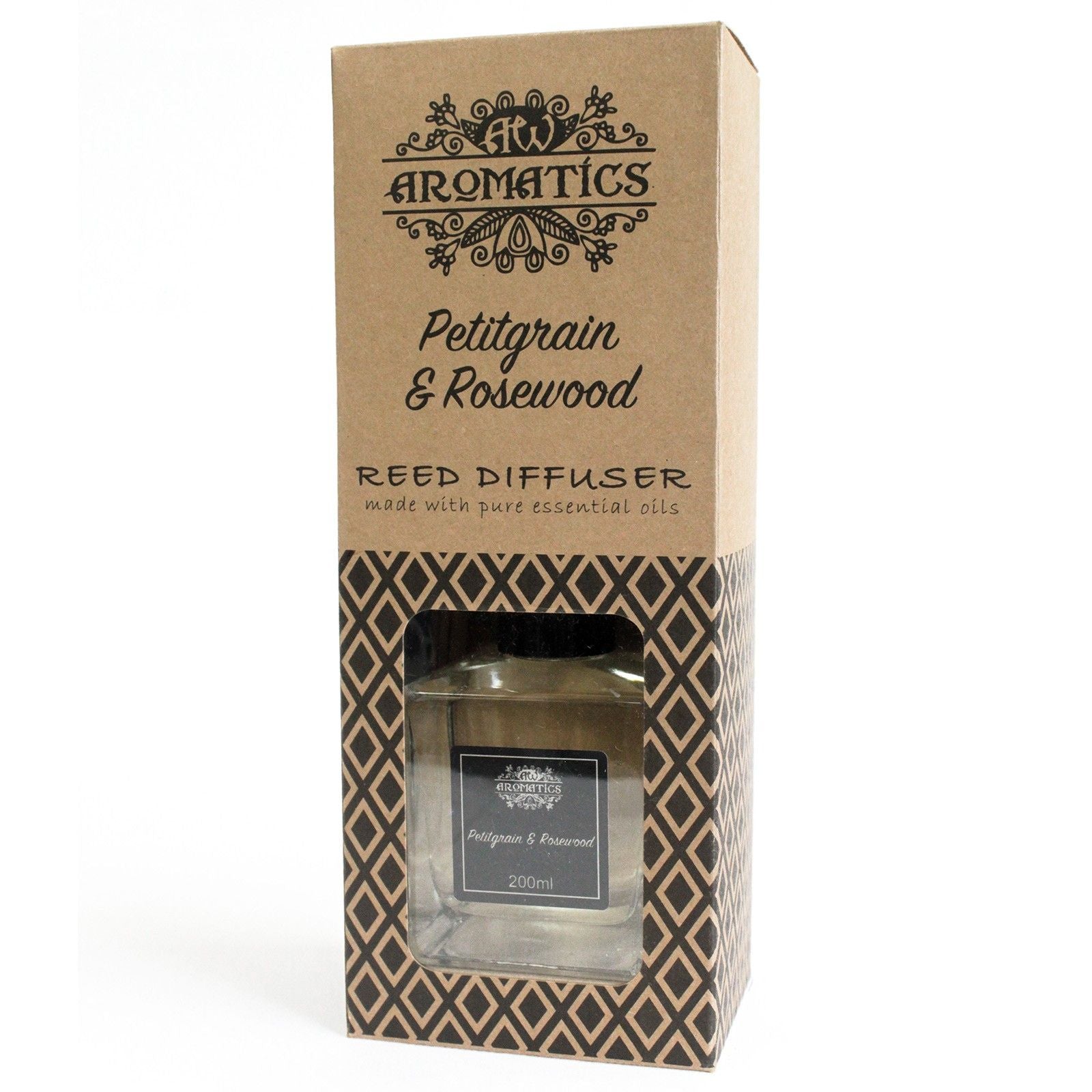 200ml Petitgrain & Rosewood Essential Oil Reed Diffuser - Soak Sanctuary Room Fragrance