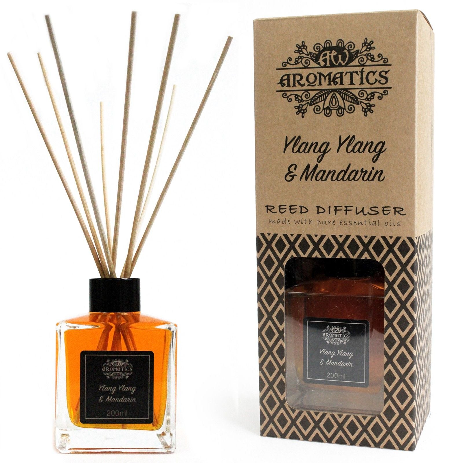 200ml Ylang Ylang & Mandarin Essential Oil Reed Diffuser - Soak Sanctuary Room Fragrance