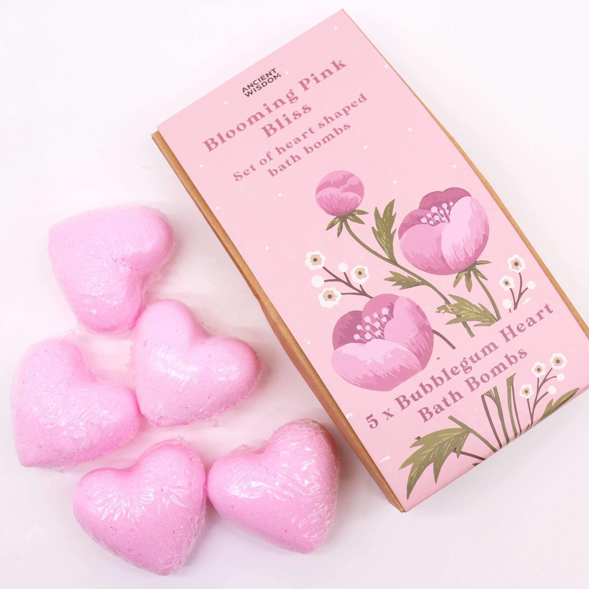 Blooming Pink Bliss Bath Heart Gift Set - Soak Sanctuary Heart Bath Bombs Gift Sets