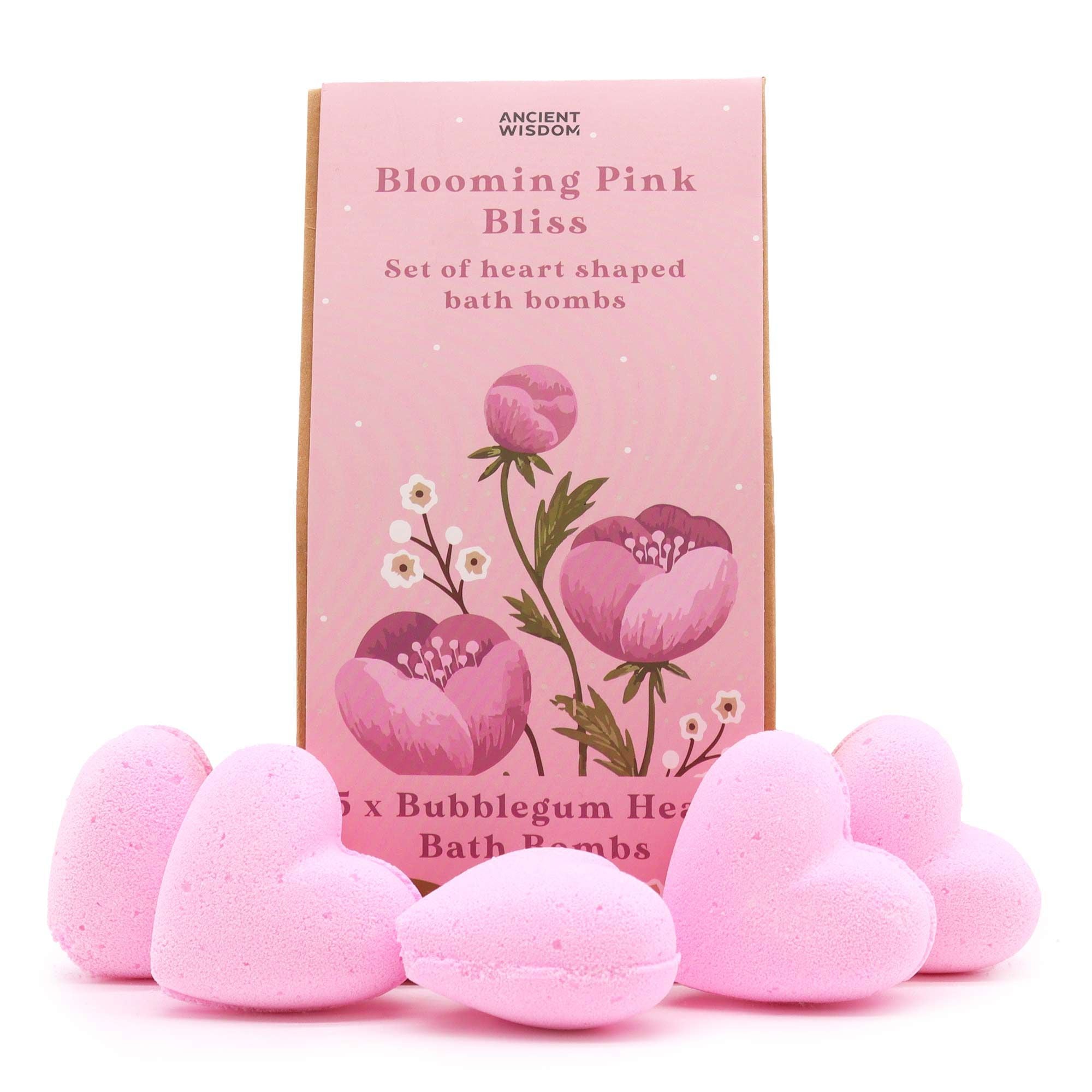 Blooming Pink Bliss Bath Heart Gift Set - Soak Sanctuary Heart Bath Bombs Gift Sets