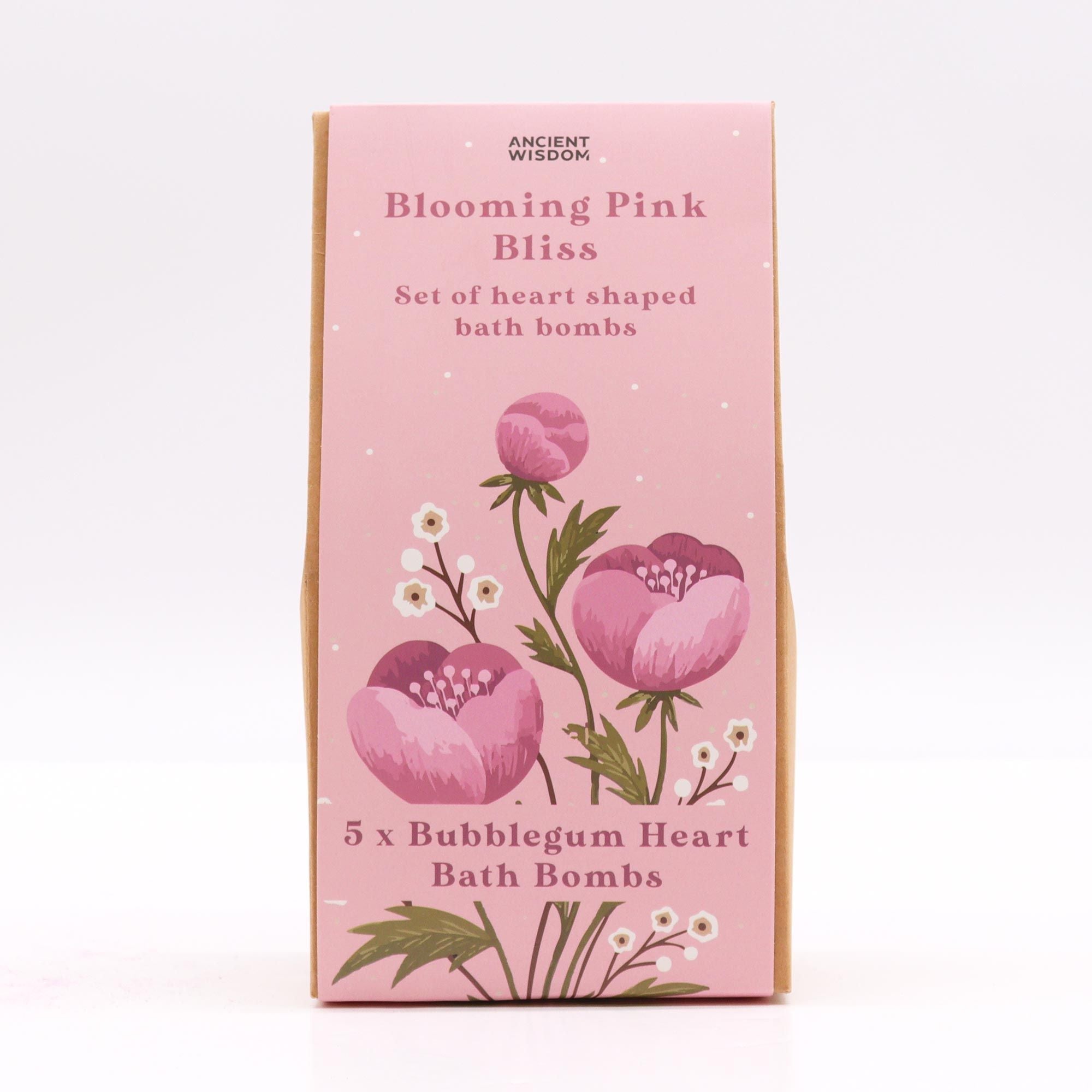 Blooming Pink Bliss Bath Heart Gift Set - Soak Sanctuary Heart Bath Bombs Gift Sets