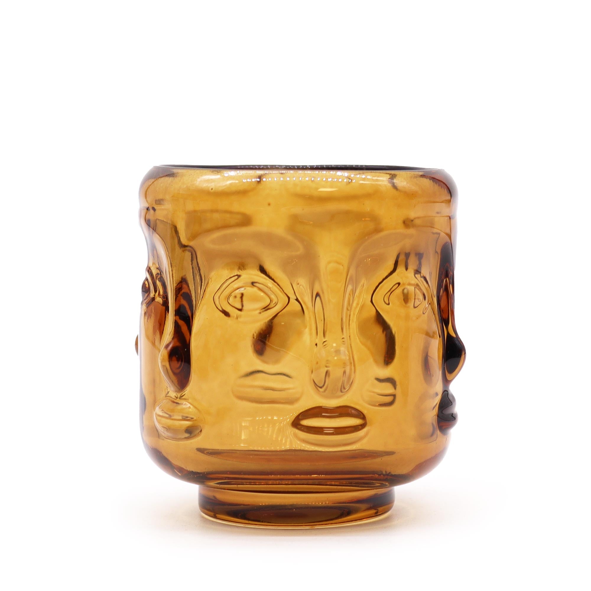 Buddha Faces Candle Jar - Antique Amber - Soak Sanctuary Candles