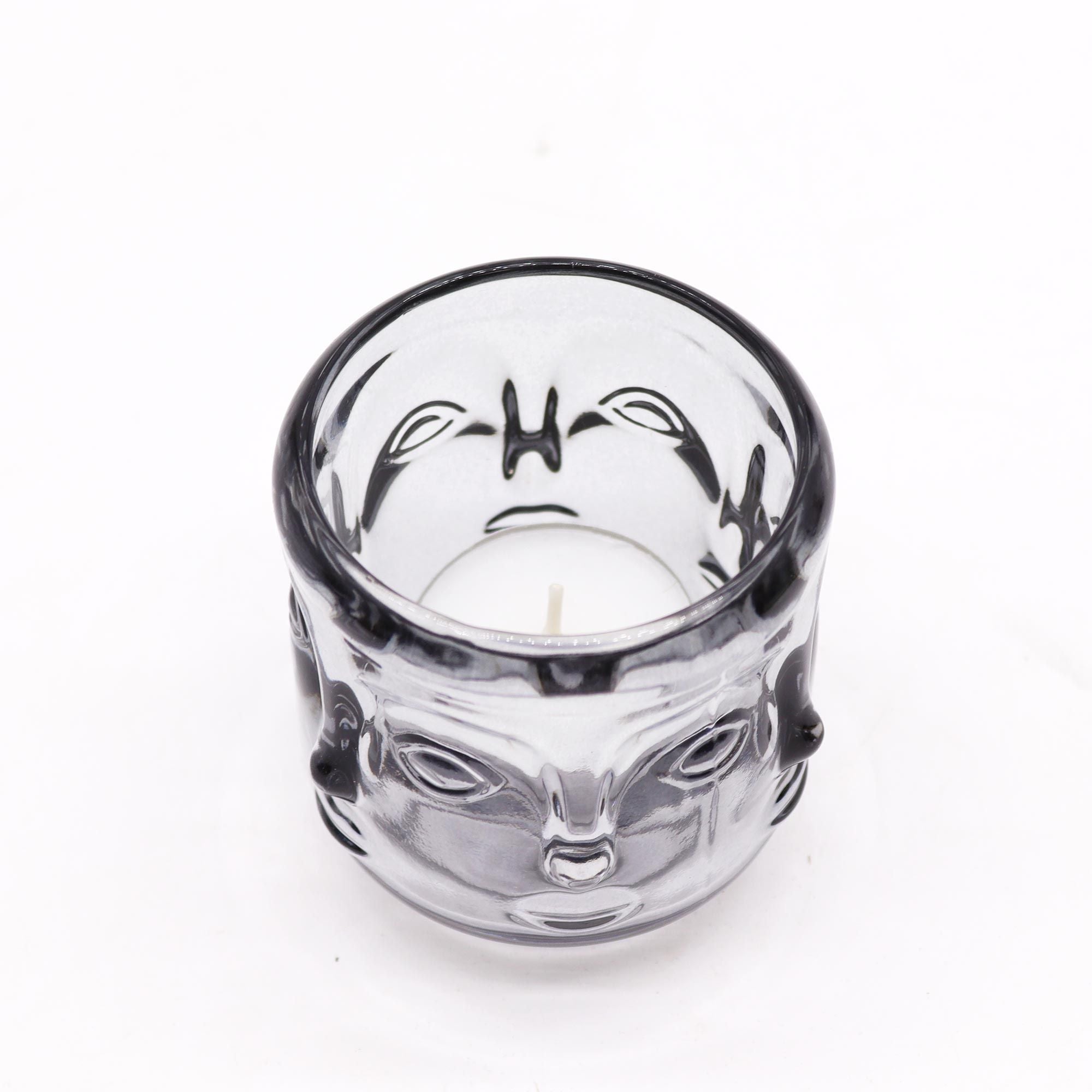 Buddha Faces Candle Jar - Midnight Grey - Soak Sanctuary Candles