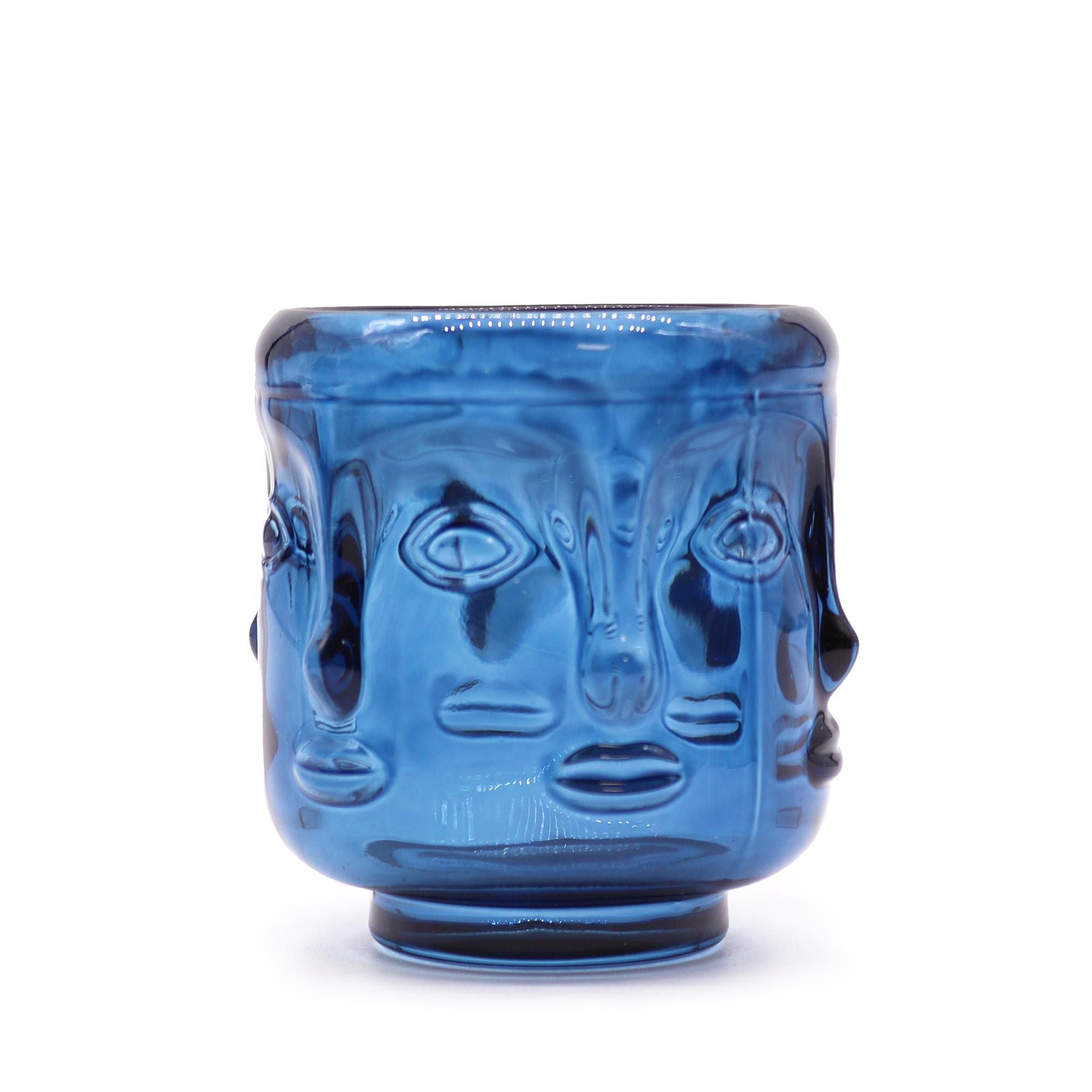 Buddha Faces Candle Jar - Royal Blue - Soak Sanctuary Candles