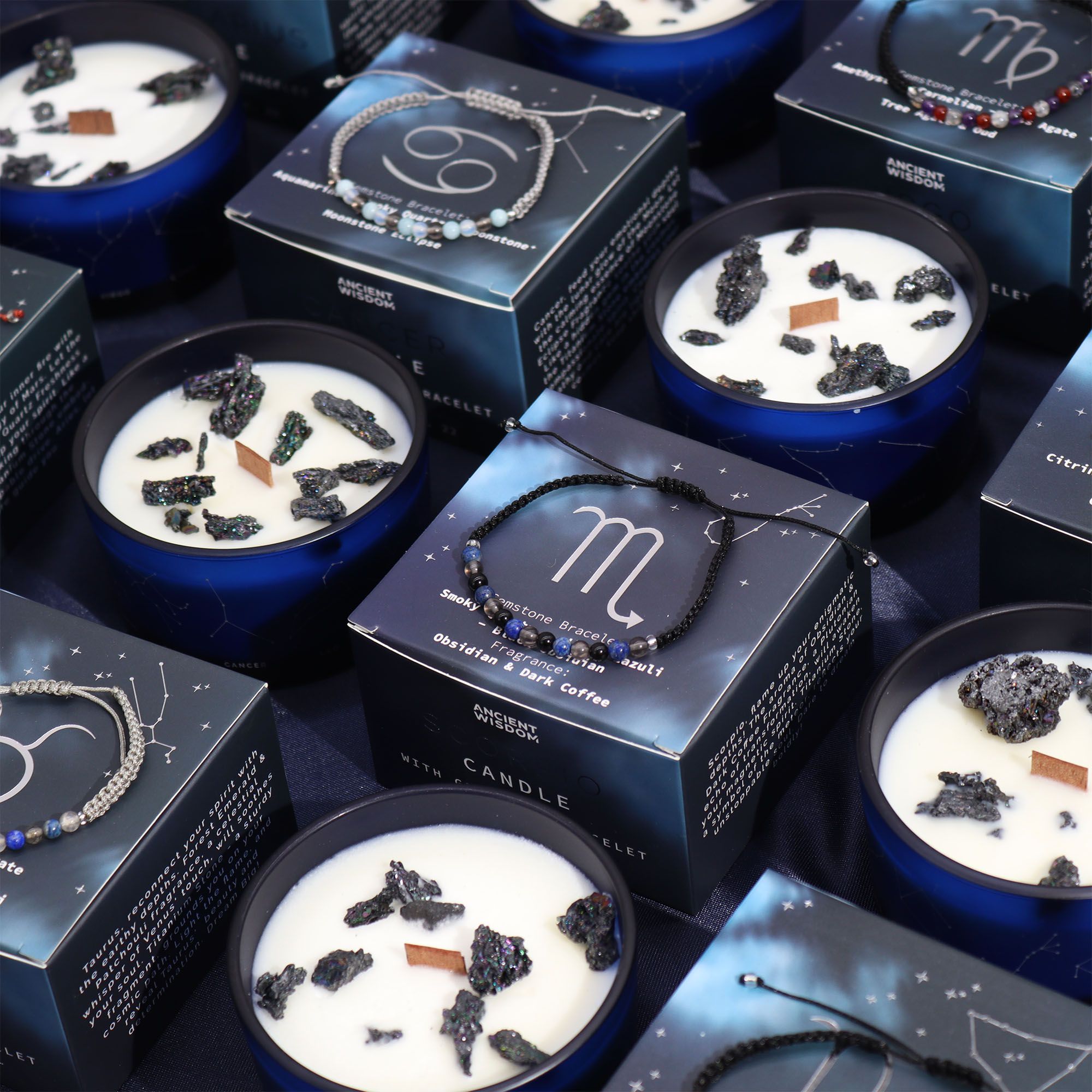 Capricorn Zodiac Crystal Candle with Gemstone Bracelet - Soak Sanctuary Candles