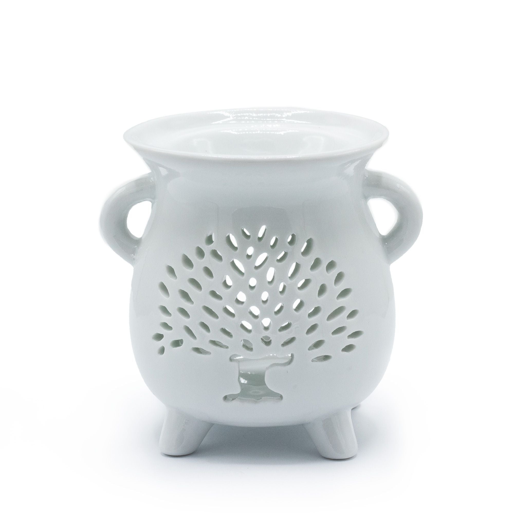 Cauldren Oil Burner - Tree of Life, White - Soak Sanctuary Room Fragrance