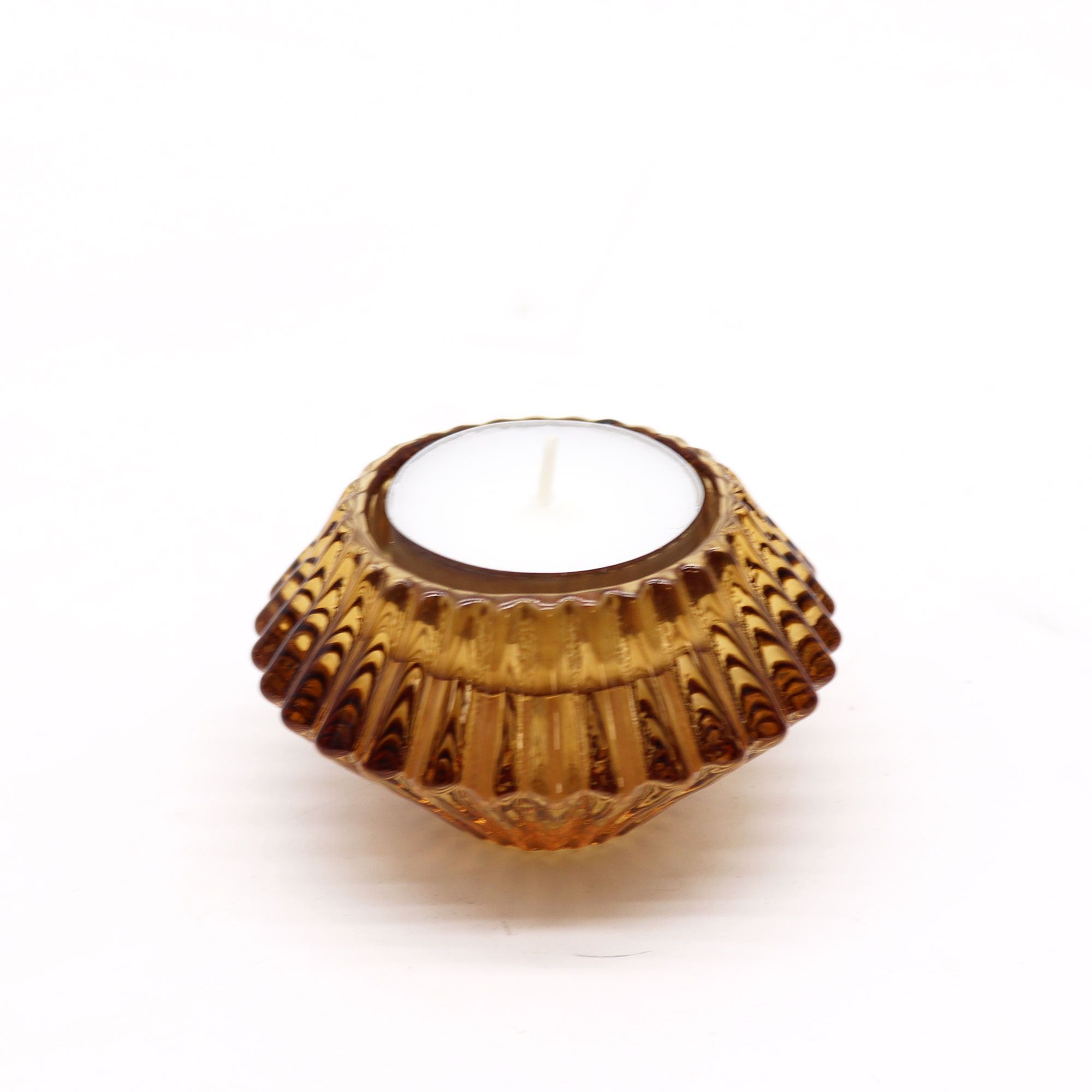 Flower Flip Dinner Candle / Tealight Holder - Antique Amber - Soak Sanctuary Candles