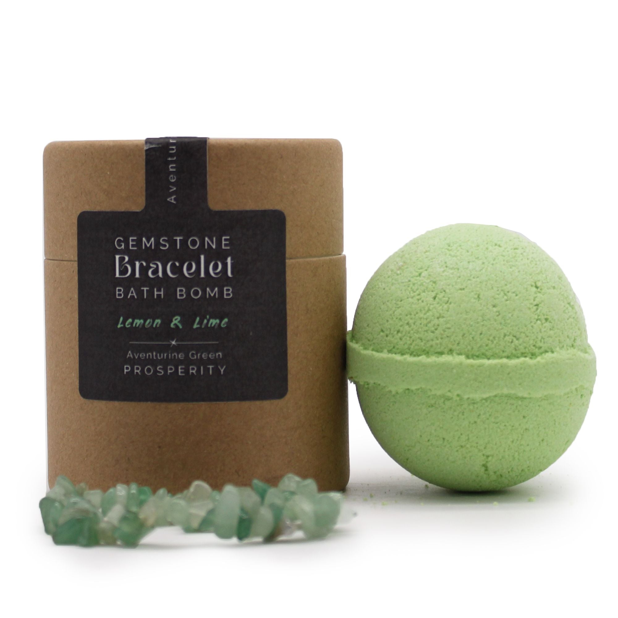 Green Aventurine Gem Bracelet Bath Bomb - Lemon & Lime - Soak Sanctuary Bath Bombs