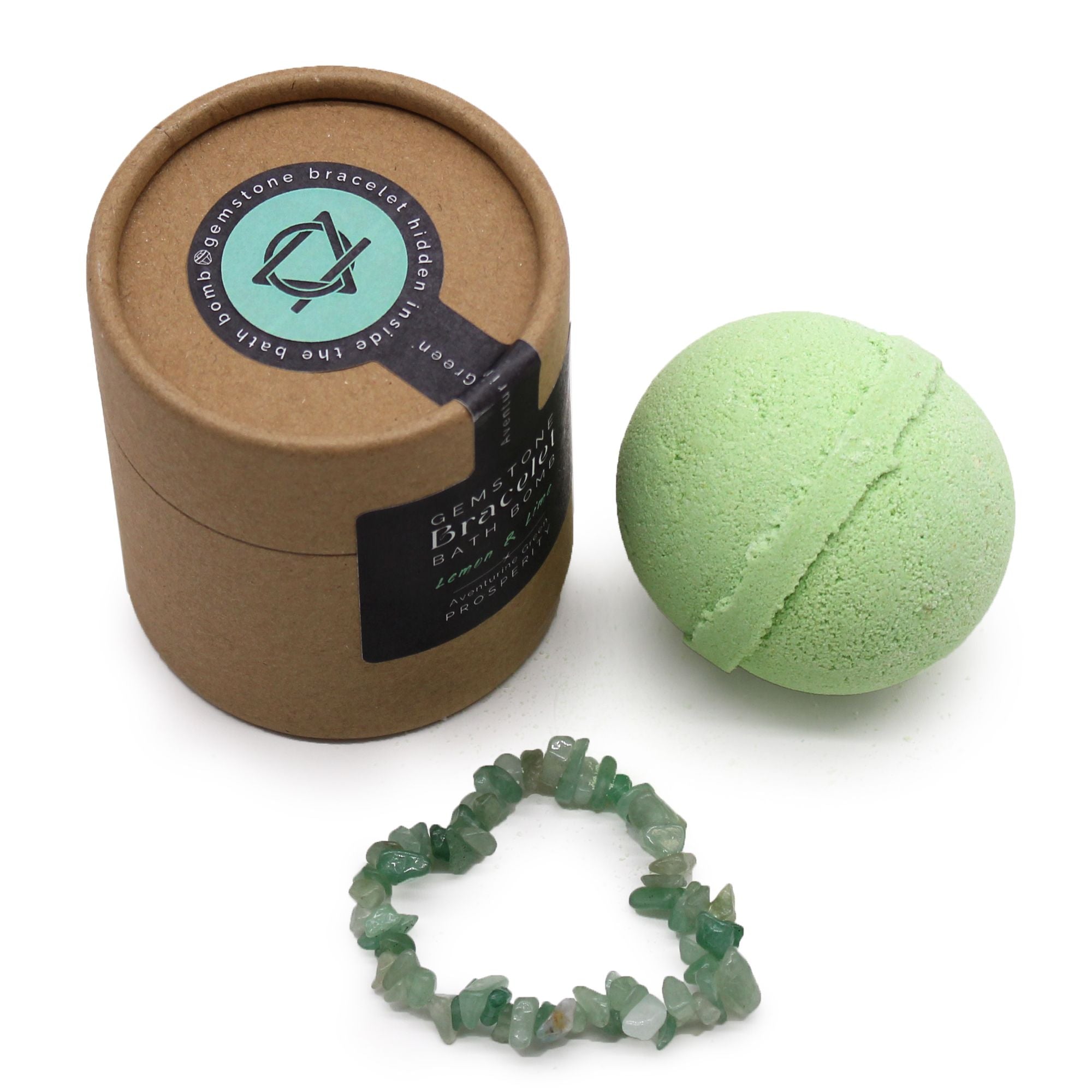 Green Aventurine Gem Bracelet Bath Bomb - Lemon & Lime - Soak Sanctuary Bath Bombs