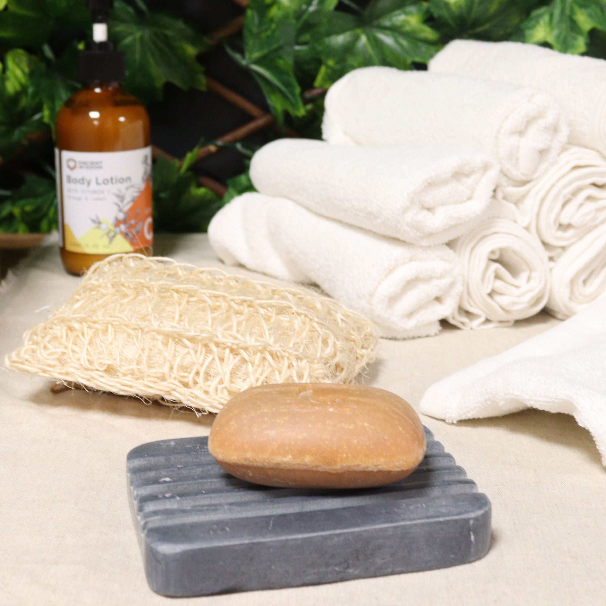 Grey Soapstone Soap Dish Heavy Ridges - Soak Sanctuary Accessories