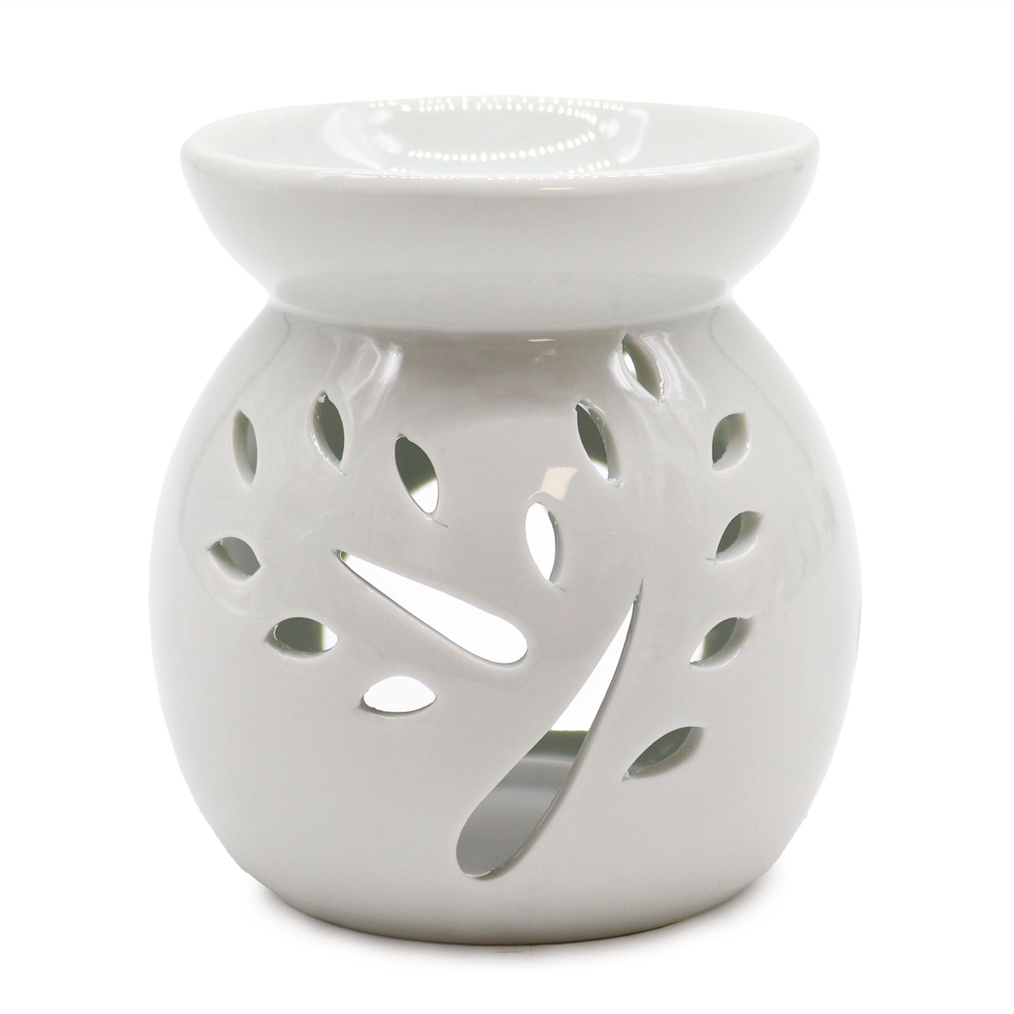 Large White Oil Burner - Tree Cut - out - Soak Sanctuary Room Fragrance