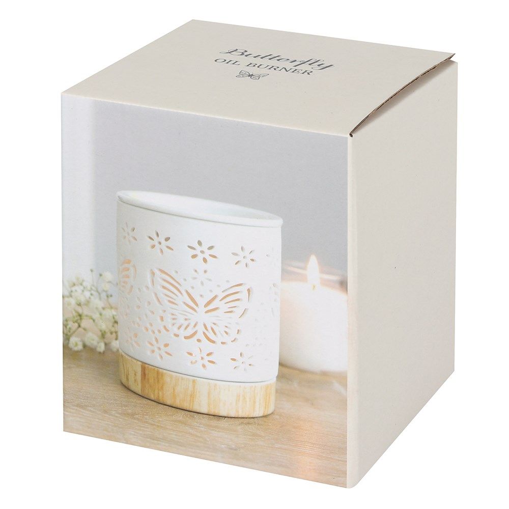 Matte Ceramic Butterfly Oil Burner - Soak Sanctuary Room Fragrance