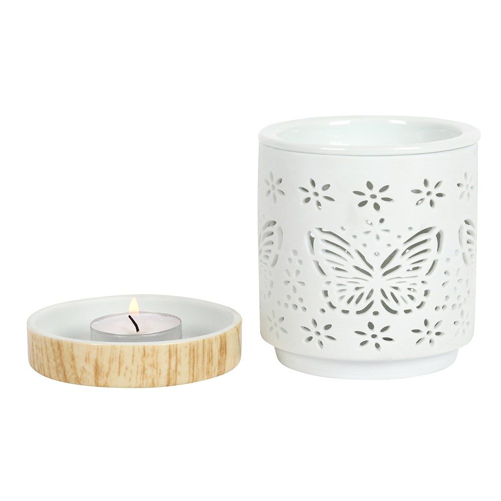 Matte Ceramic Butterfly Oil Burner - Soak Sanctuary Room Fragrance