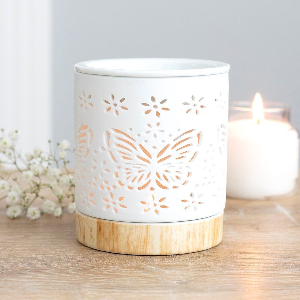 Matte Ceramic Butterfly Oil Burner - Soak Sanctuary Room Fragrance