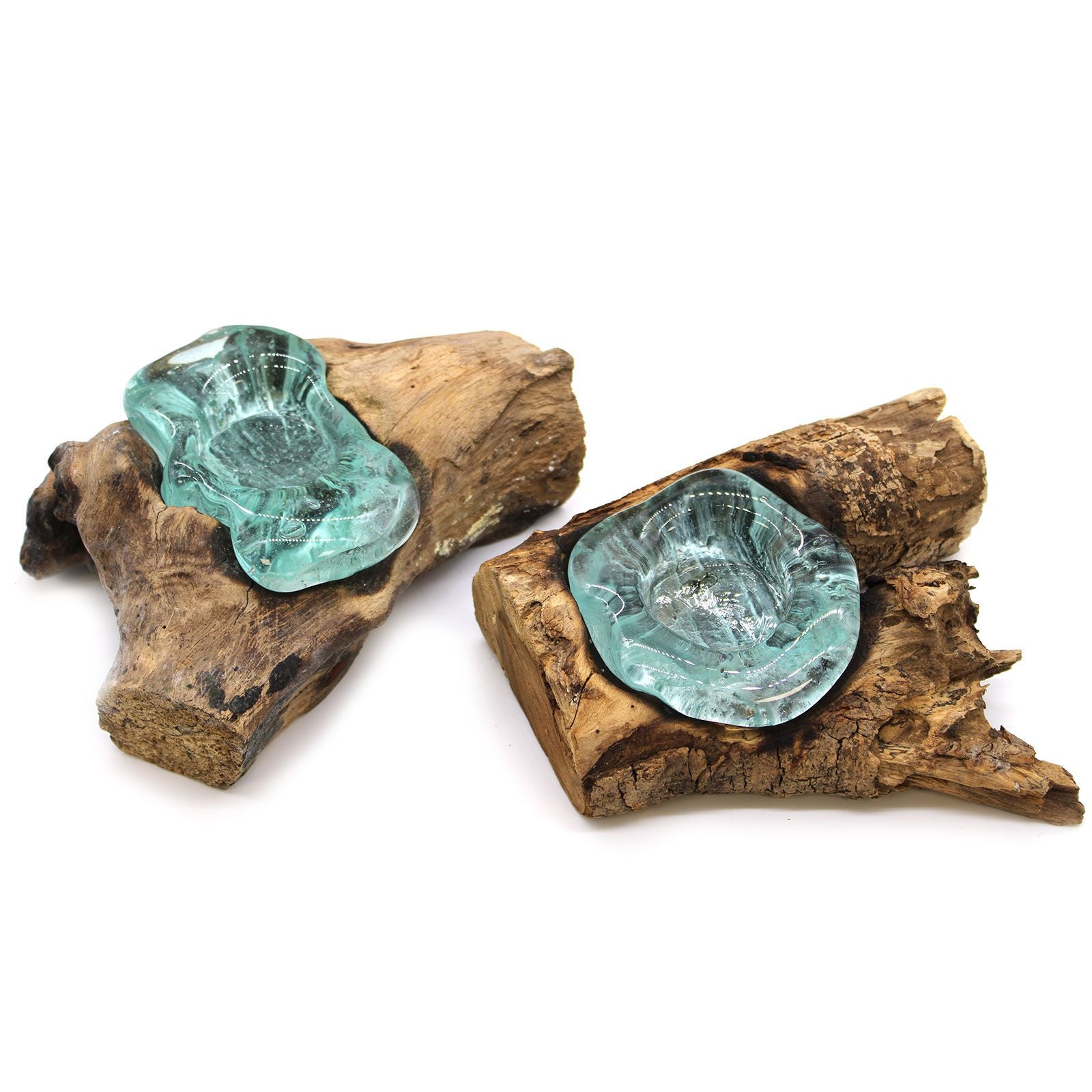 Molten Glass on Wood - Candle Holder - Soak Sanctuary Candles