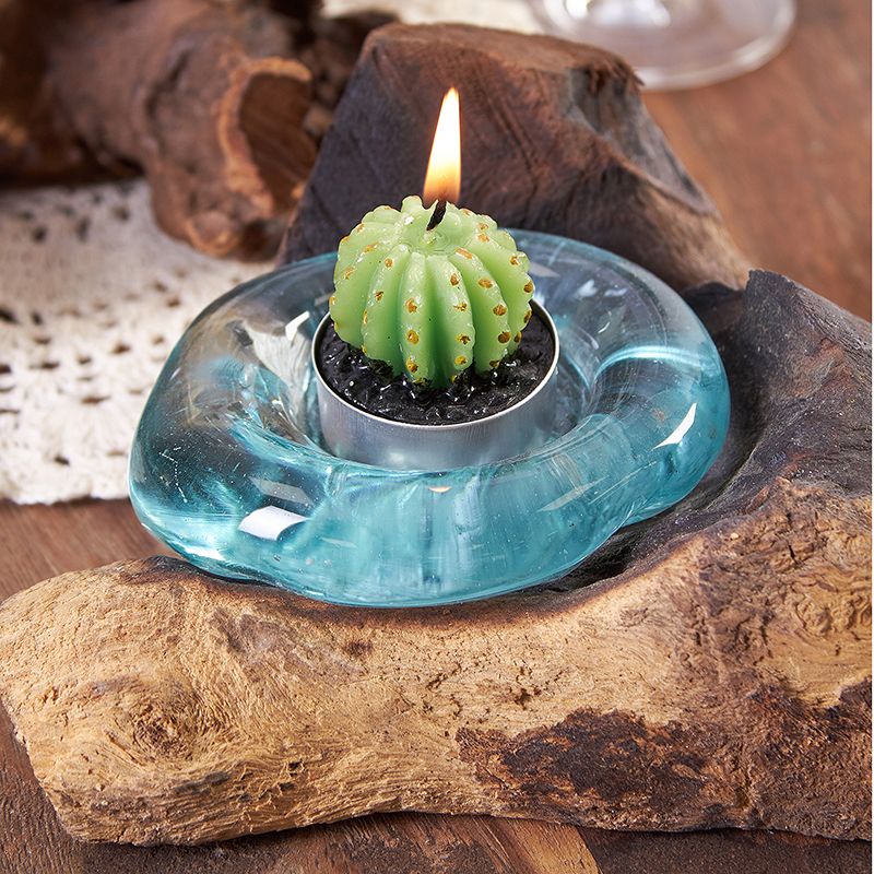 Molten Glass on Wood - Candle Holder - Soak Sanctuary Candles