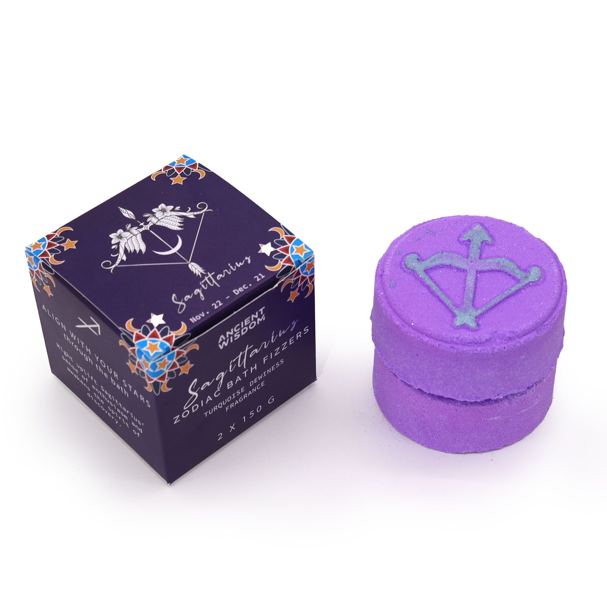 Sagittarius Bath Fizzers with Horoscope - Soak Sanctuary Bath Bombs