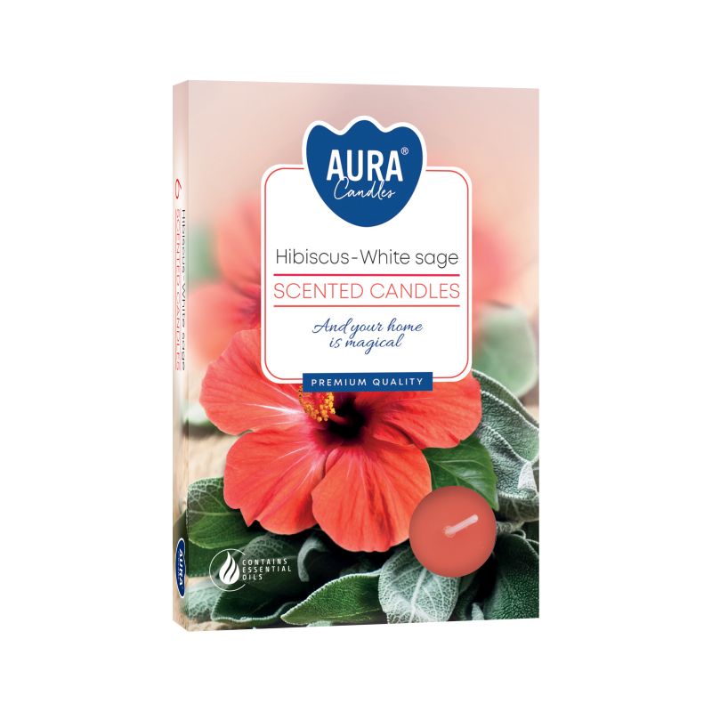 Set of 6 Scented Tealights - Hibiscus & White Sage - Soak Sanctuary Candles