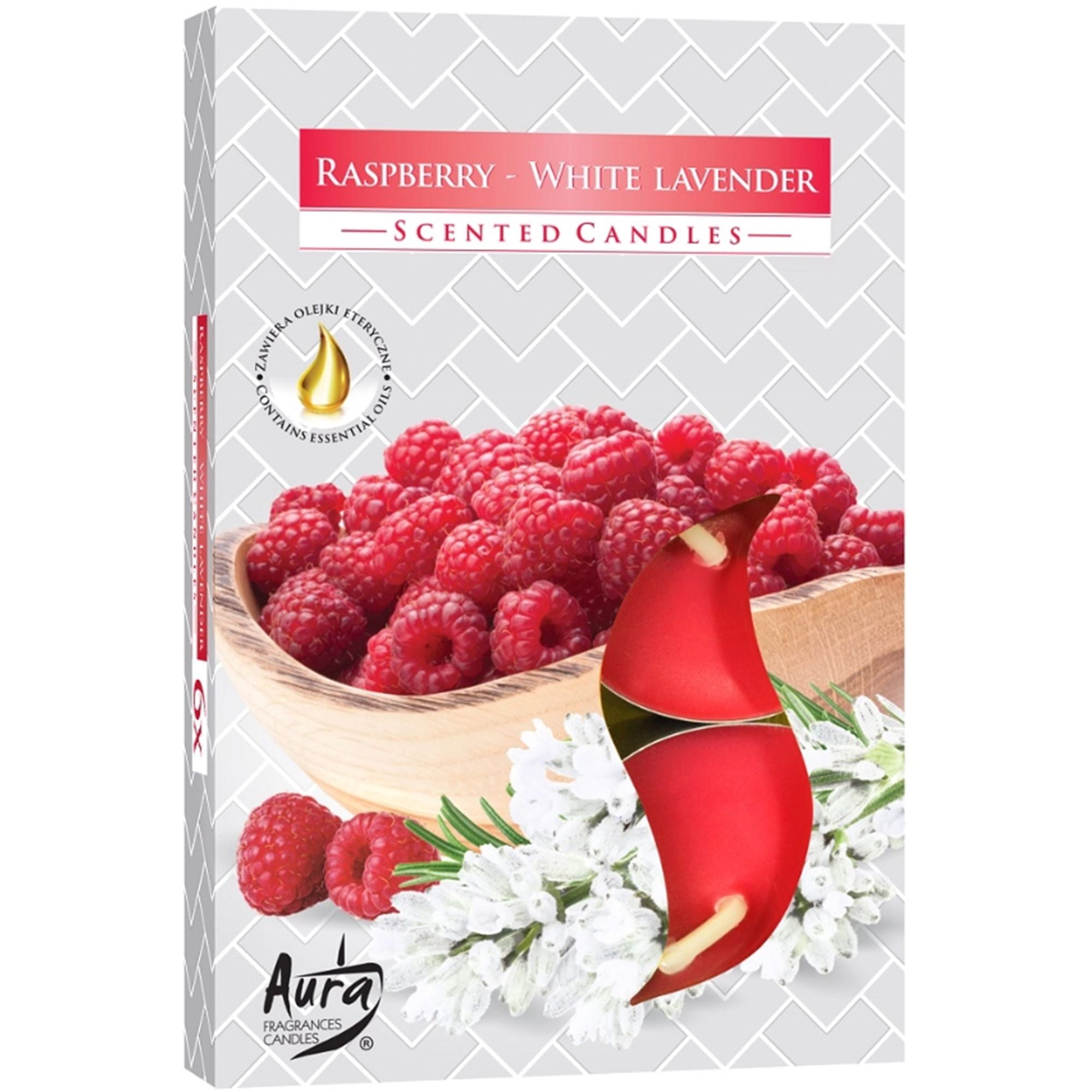 Set of 6 Scented Tealights - Raspberry & White Lavender - Soak Sanctuary Candles