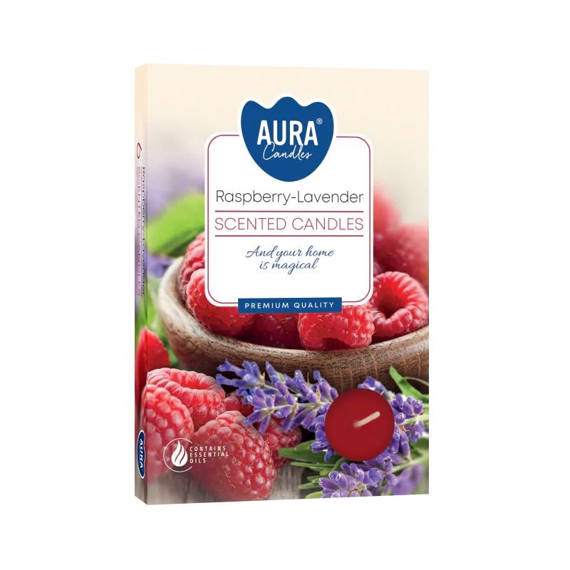 Set of 6 Scented Tealights - Raspberry & White Lavender - Soak Sanctuary Candles