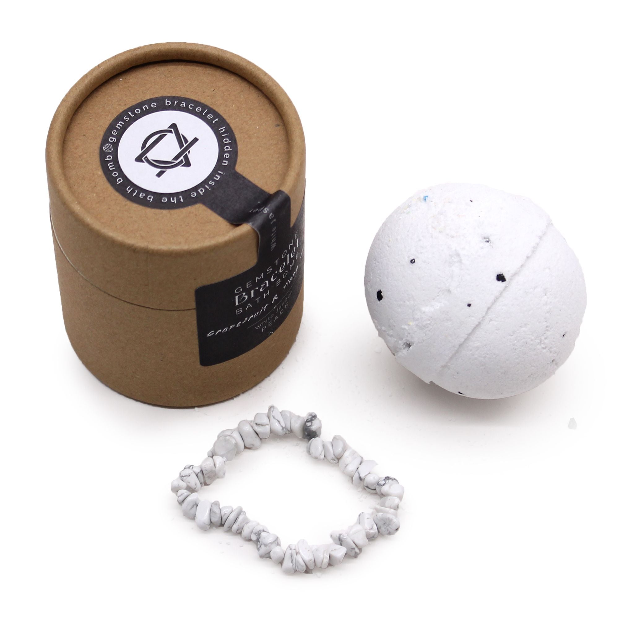 White Jasper Gem Bracelet Bath Bomb - Grapefruit & Ylang Ylang - Soak Sanctuary Bath Bombs