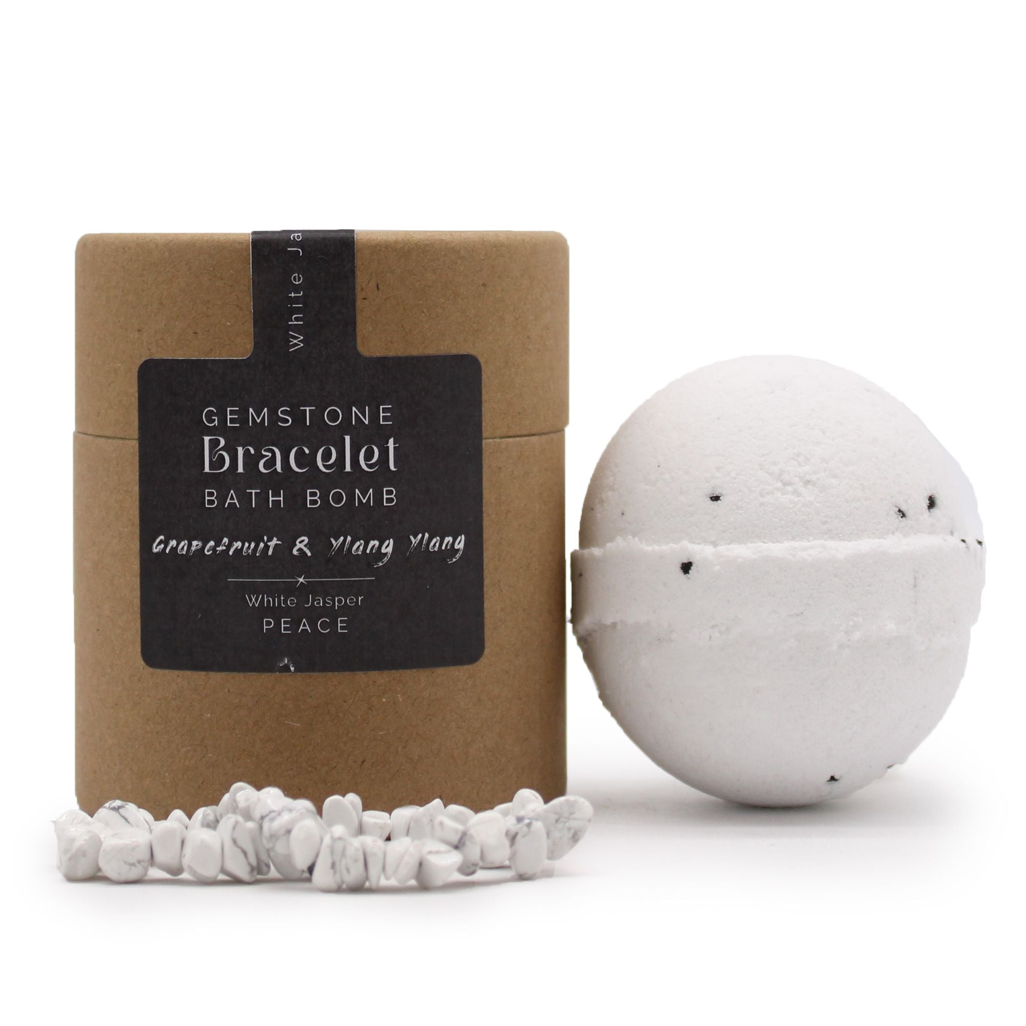 White Jasper Gem Bracelet Bath Bomb - Grapefruit & Ylang Ylang - Soak Sanctuary Bath Bombs