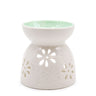 White Oil Burner - Floral with Teal Well - Soak Sanctuary Room Fragrance