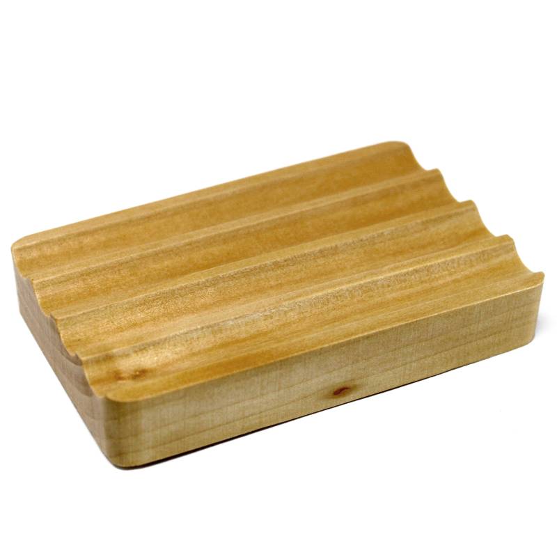Corrugated Hemu Wood Soap Dish - Soak Sanctuary Accessories