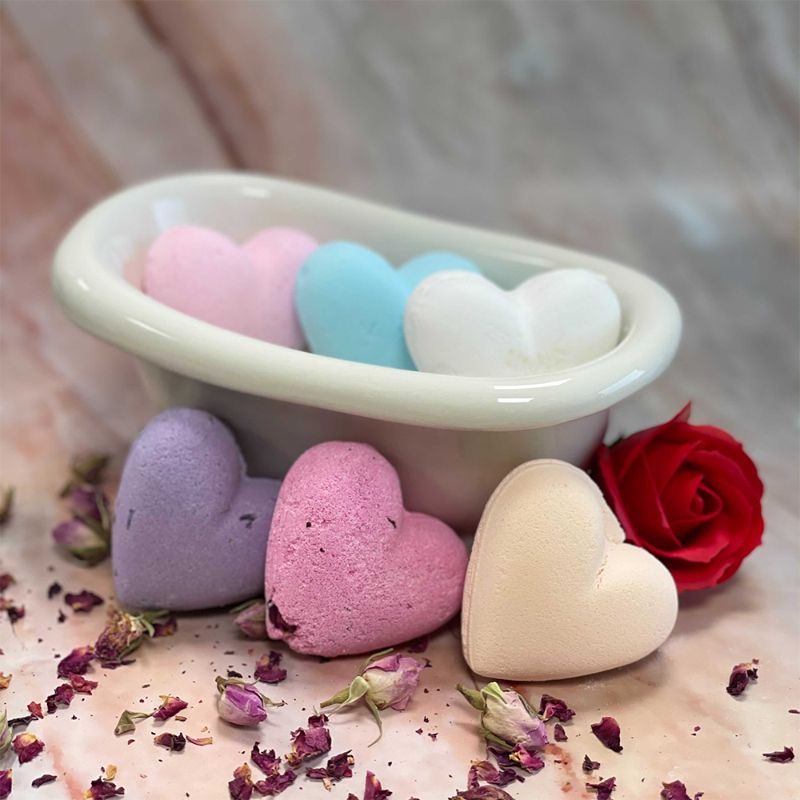 Heart Bath Bombs - Mixed Pack (Pk 6) - Soak Sanctuary Bath Bombs