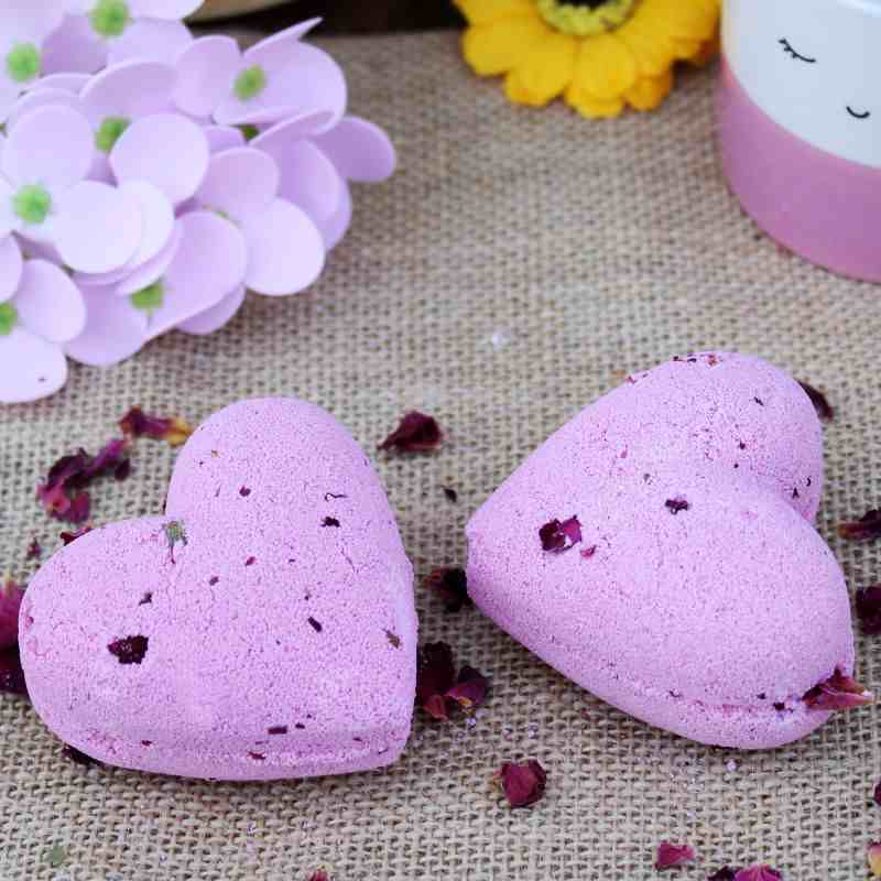 Heart Bath Bombs - Ylang Ylang & Rose (Pk 5) - Soak Sanctuary Bath Bombs