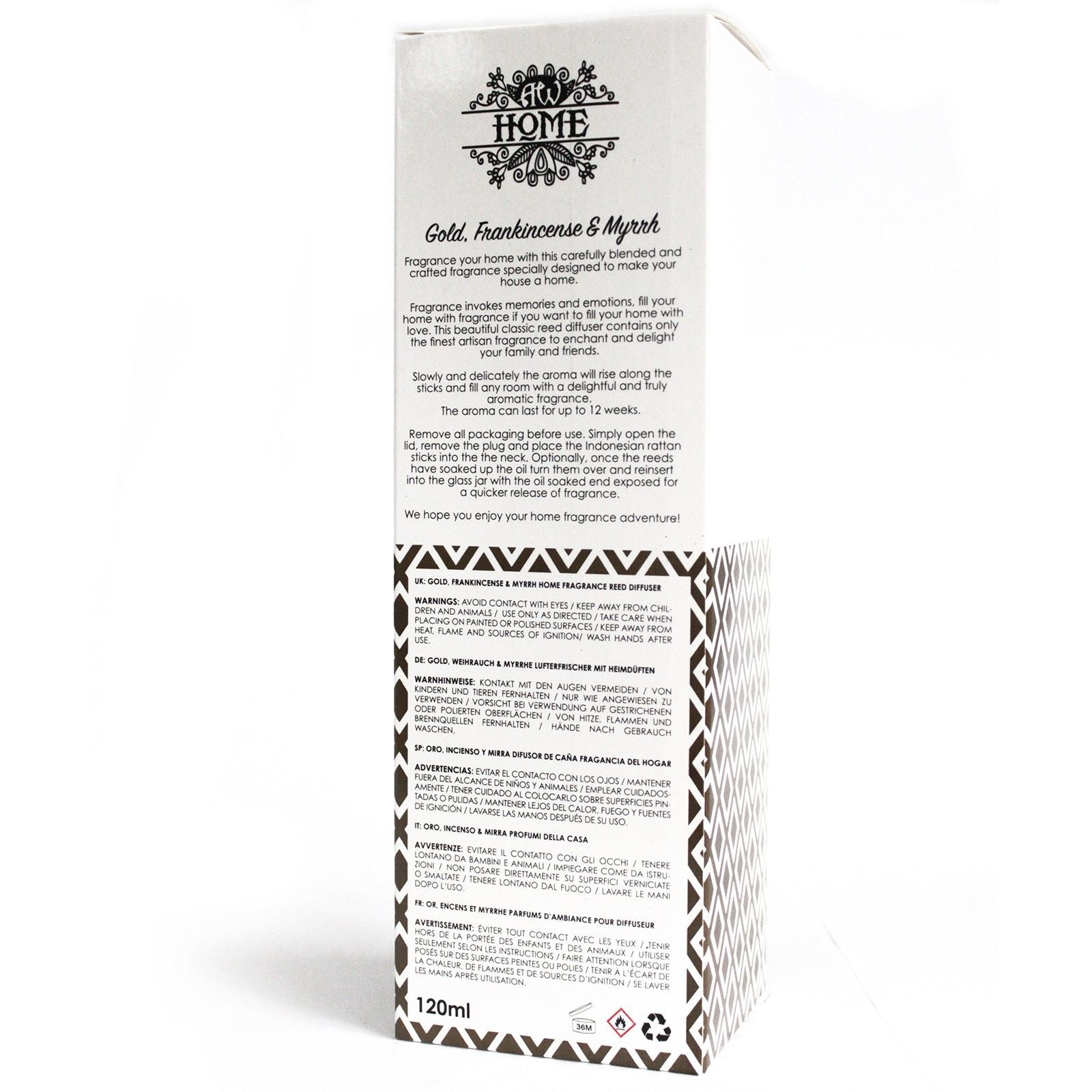 120ml Reed Diffuser - Gold, Frankincense & Myrrh - Soak Sanctuary Reed Diffusers