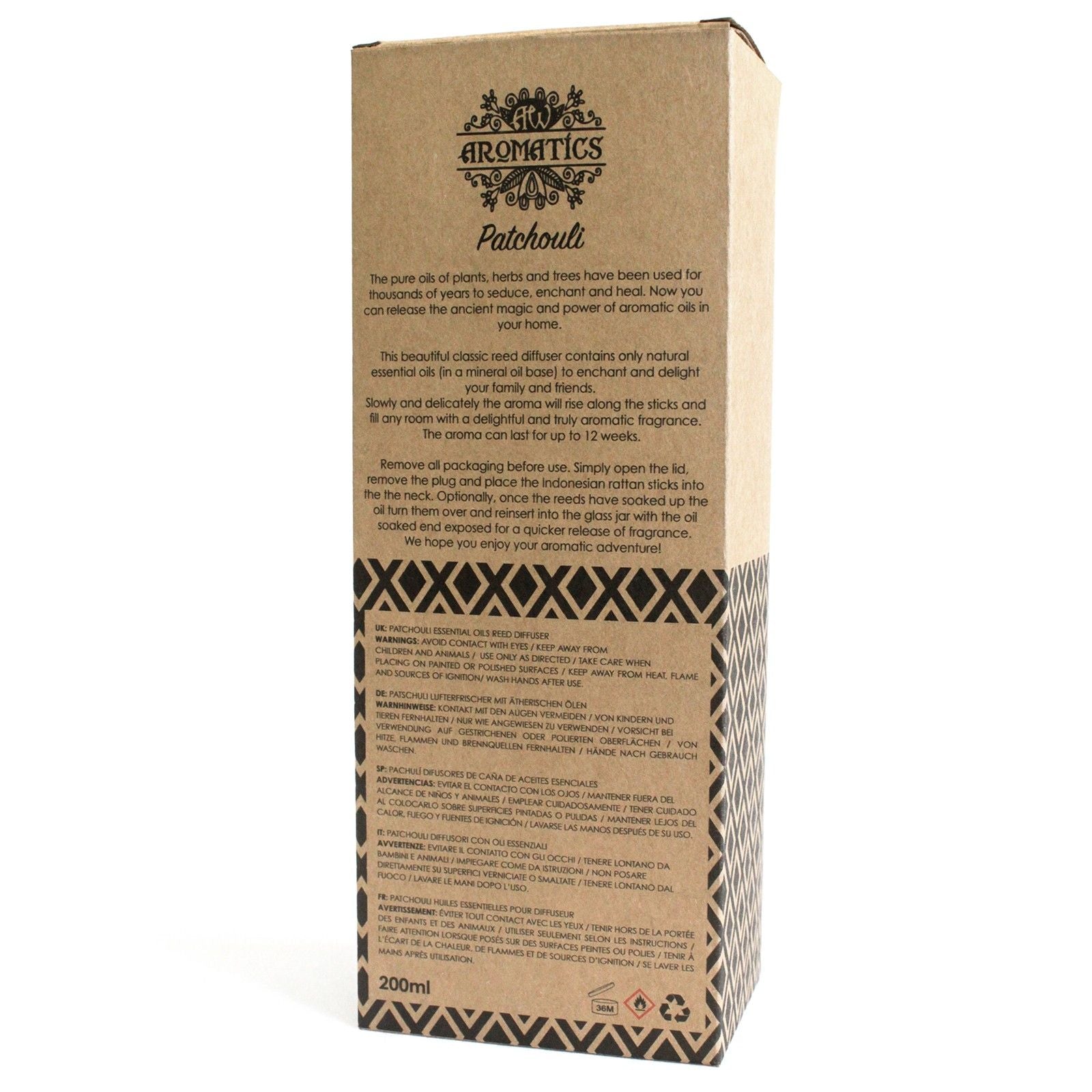 200ml Patchouli Essential Oil Reed Diffuser - Soak Sanctuary Room Fragrance