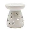 Large White Oil Burner - Moon & Stars