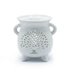 Cauldren Oil Burner - Tree of Life, White