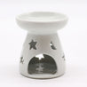 Small White Oil Burner - Moon & Stars