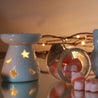 Small White Oil Burner - Moon & Stars