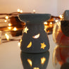 Large White Oil Burner - Moon & Stars