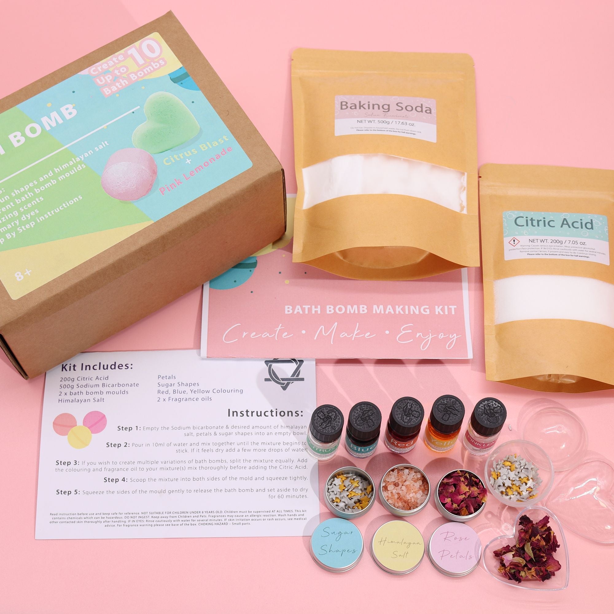 Bath Bomb Kit - Pink Lemonade & Citrus Blast - Soak Sanctuary Bath Bombs