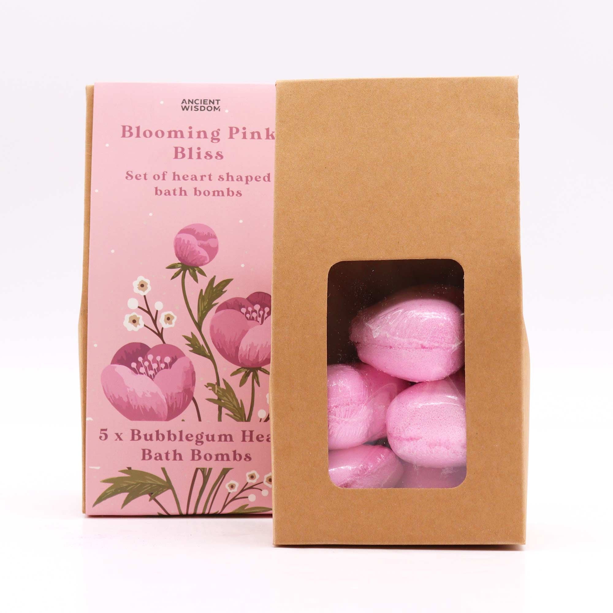 Blooming Pink Bliss Bath Heart Gift Set - Soak Sanctuary Heart Bath Bombs Gift Sets