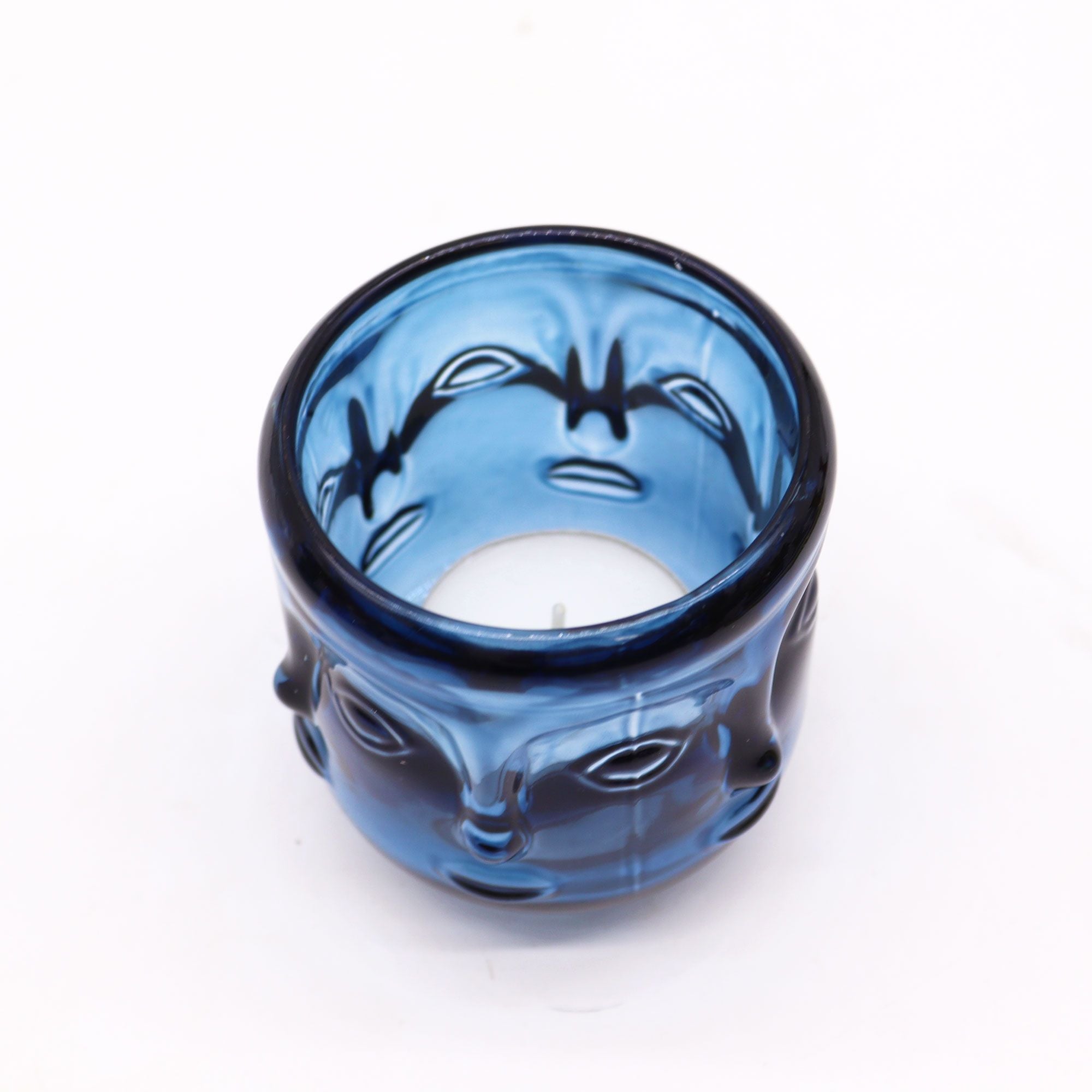 Buddha Faces Candle Jar - Royal Blue - Soak Sanctuary Candles