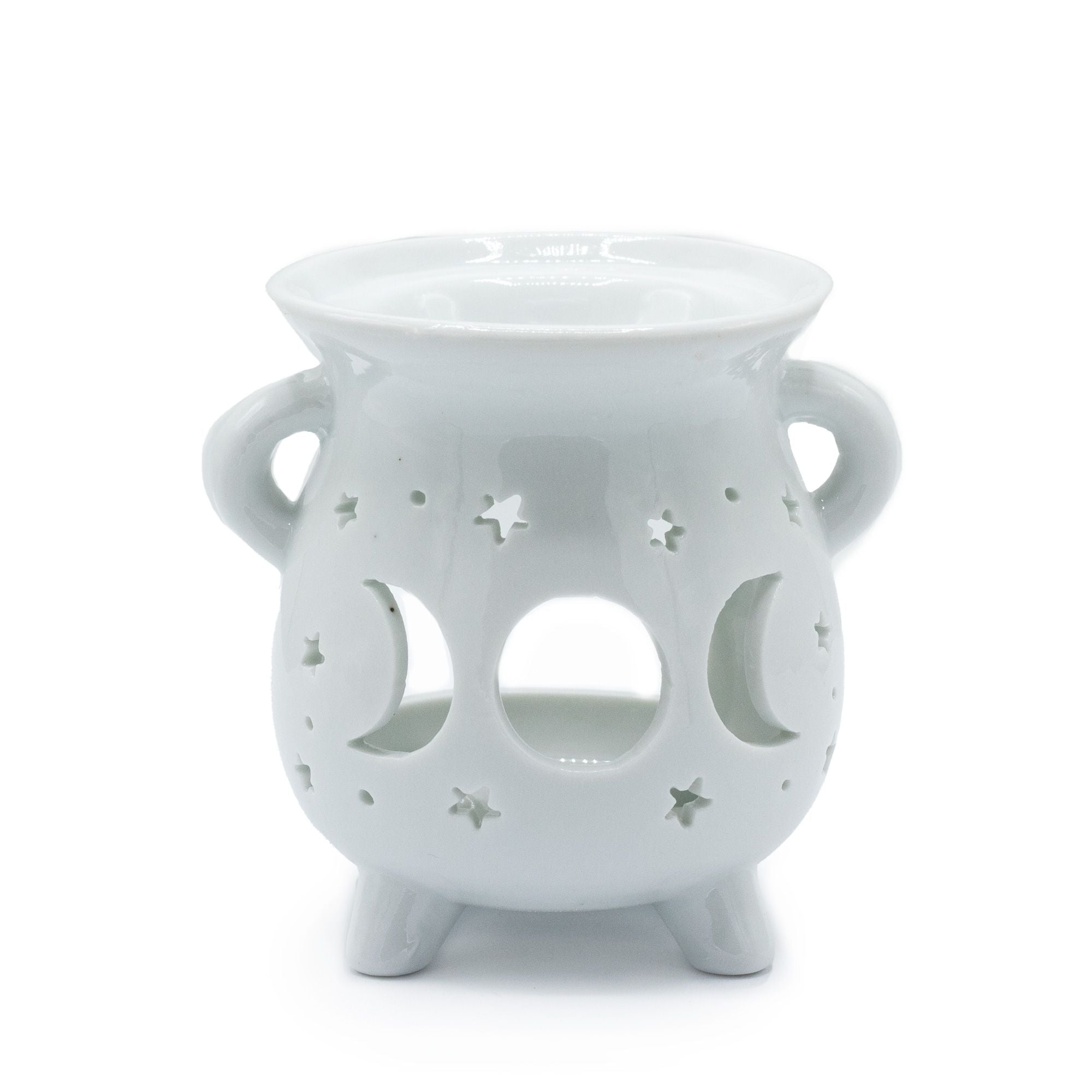 Cauldron Oil Burner - Moon Phase, White - Soak Sanctuary Room Fragrance