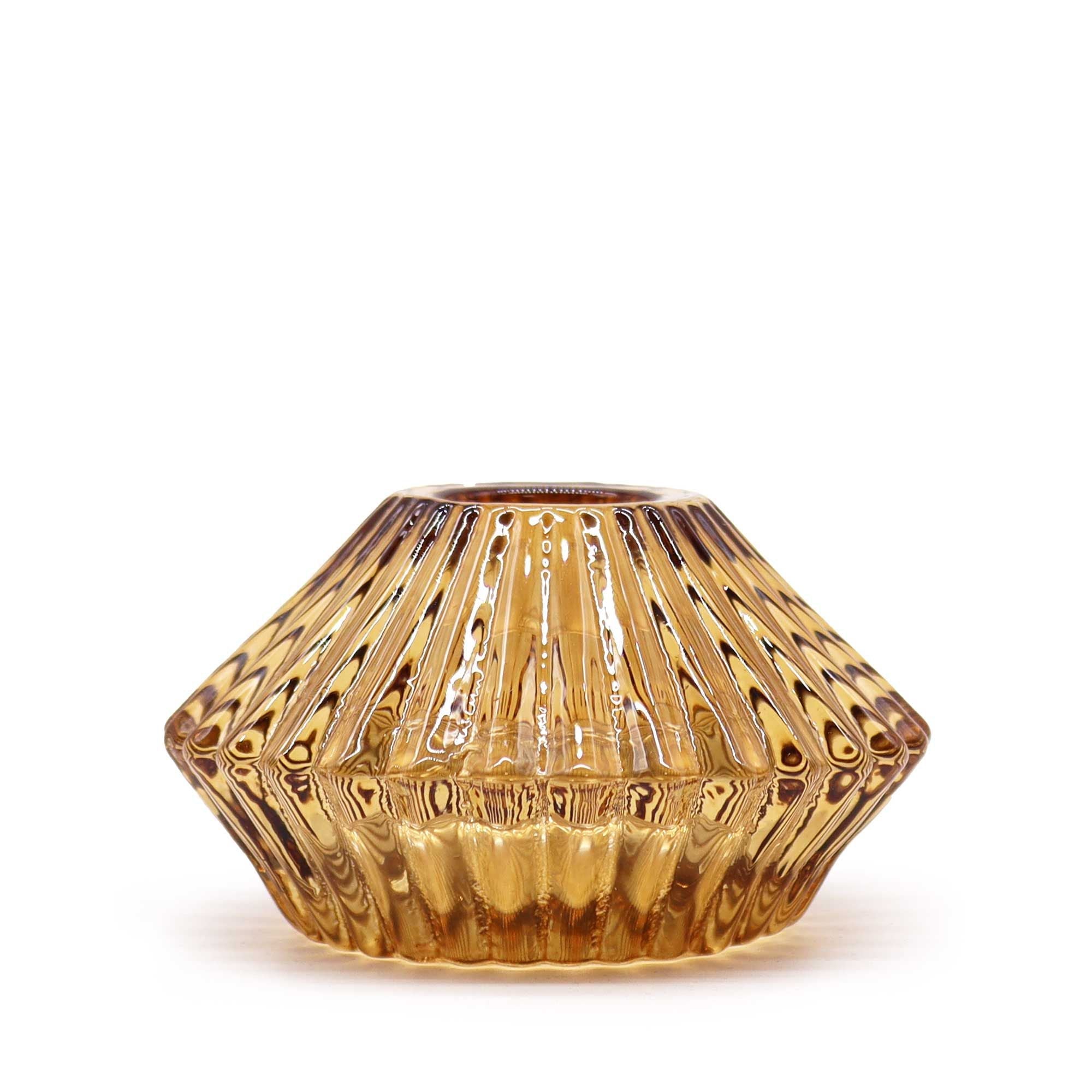 Flower Flip Dinner Candle / Tealight Holder - Antique Amber - Soak Sanctuary Candles