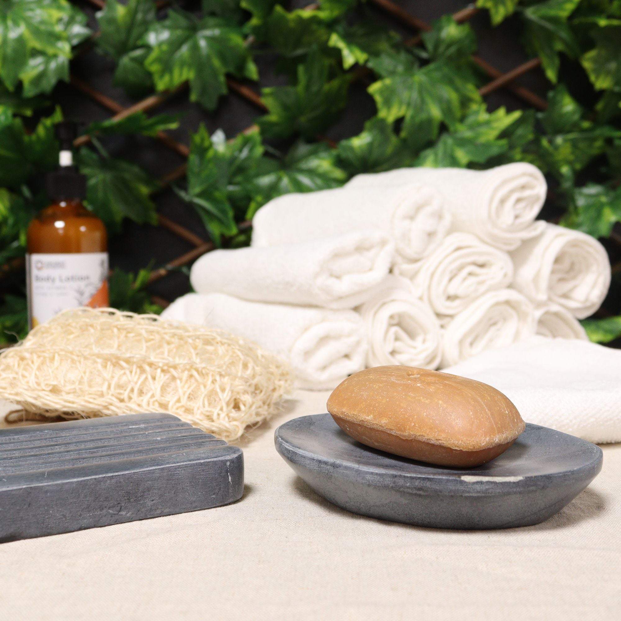 Grey Soapstone Soap Dish Classic Oval - Soak Sanctuary Accessories