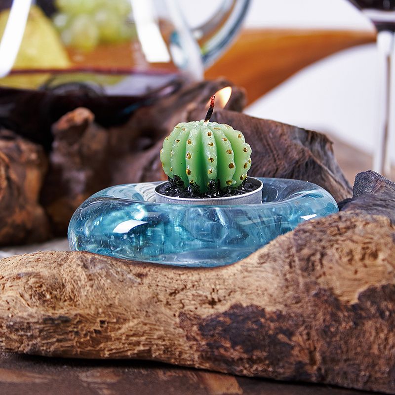 Molten Glass on Wood - Candle Holder - Soak Sanctuary Candles